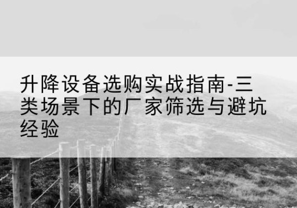 双湖移动式升降机厂家推荐-升降设备选购实战指南-三类场景下的厂家筛选与避坑经验